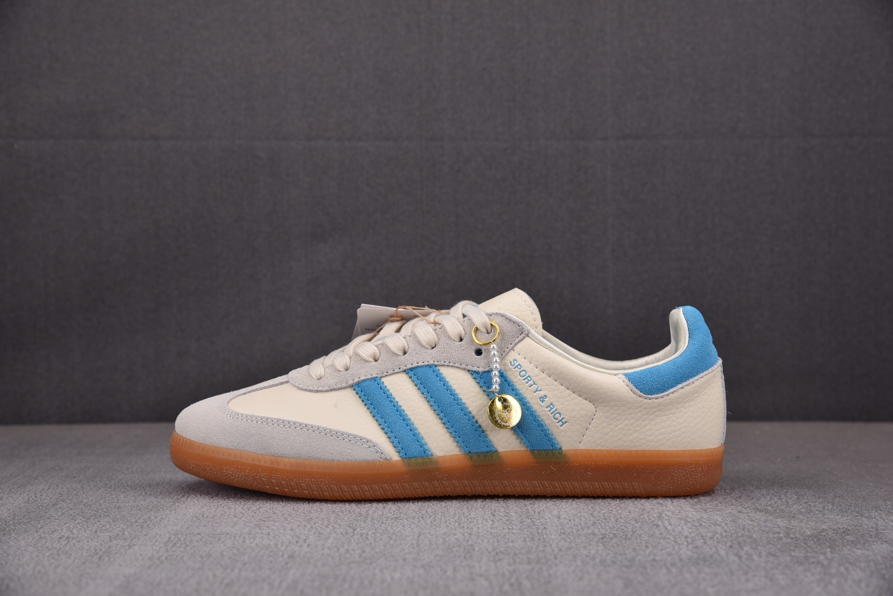 【TC头层】SPORTY & RICH x Ad Samba 米白蓝 IE7096 아디다스