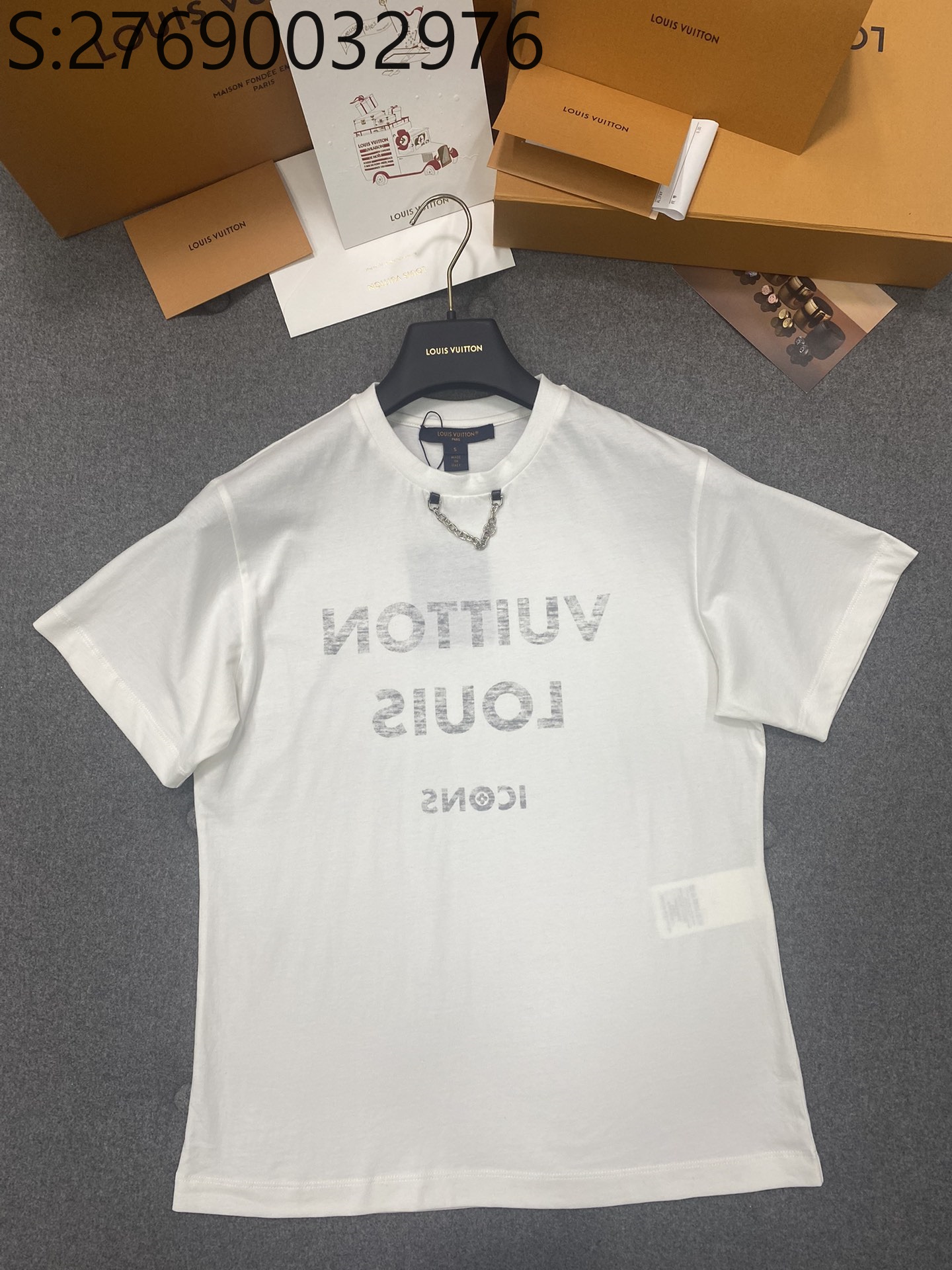 TJ공장 루이비통 리버스 프린트 체인 반팔티 화이트 LOUIS VUITTON