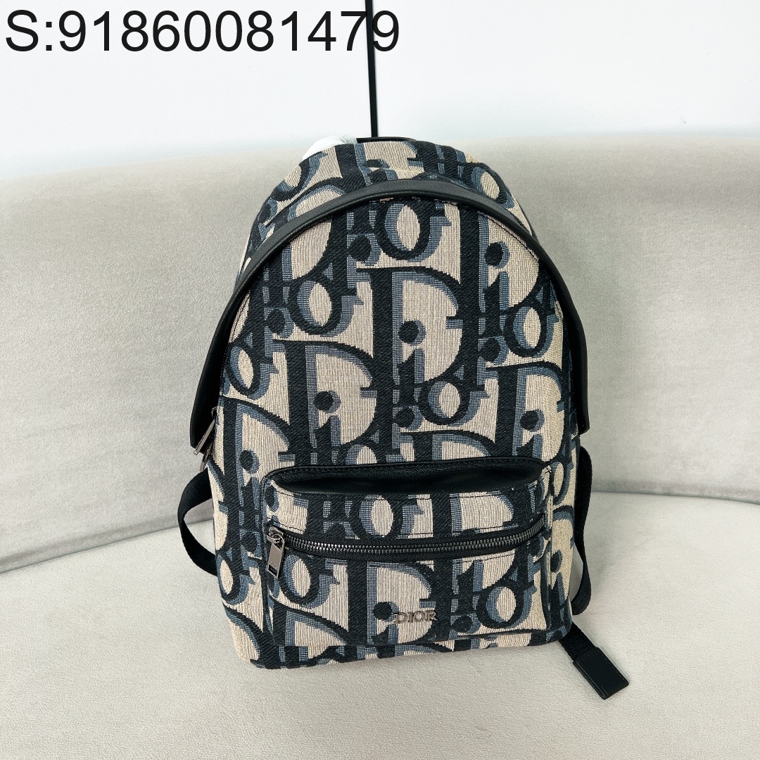 [JHL] 디올 맥시 오블리크 자카드 라이더 백팩 베이지 블랙 16*24*10cm 