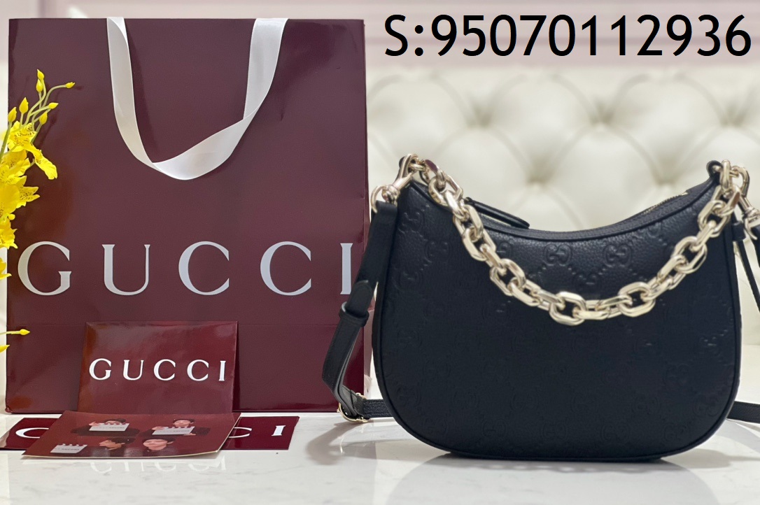 [JHL] 구찌 GG 엠블럼 스몰 숄더백 블랙 레더 815409 25.5*20*5cm 
