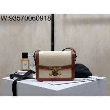 백경 셀린느 틴 트리옹프 백 텍스타일 카프스킨 18.5*13.5*7cm 내추럴 탠 188882