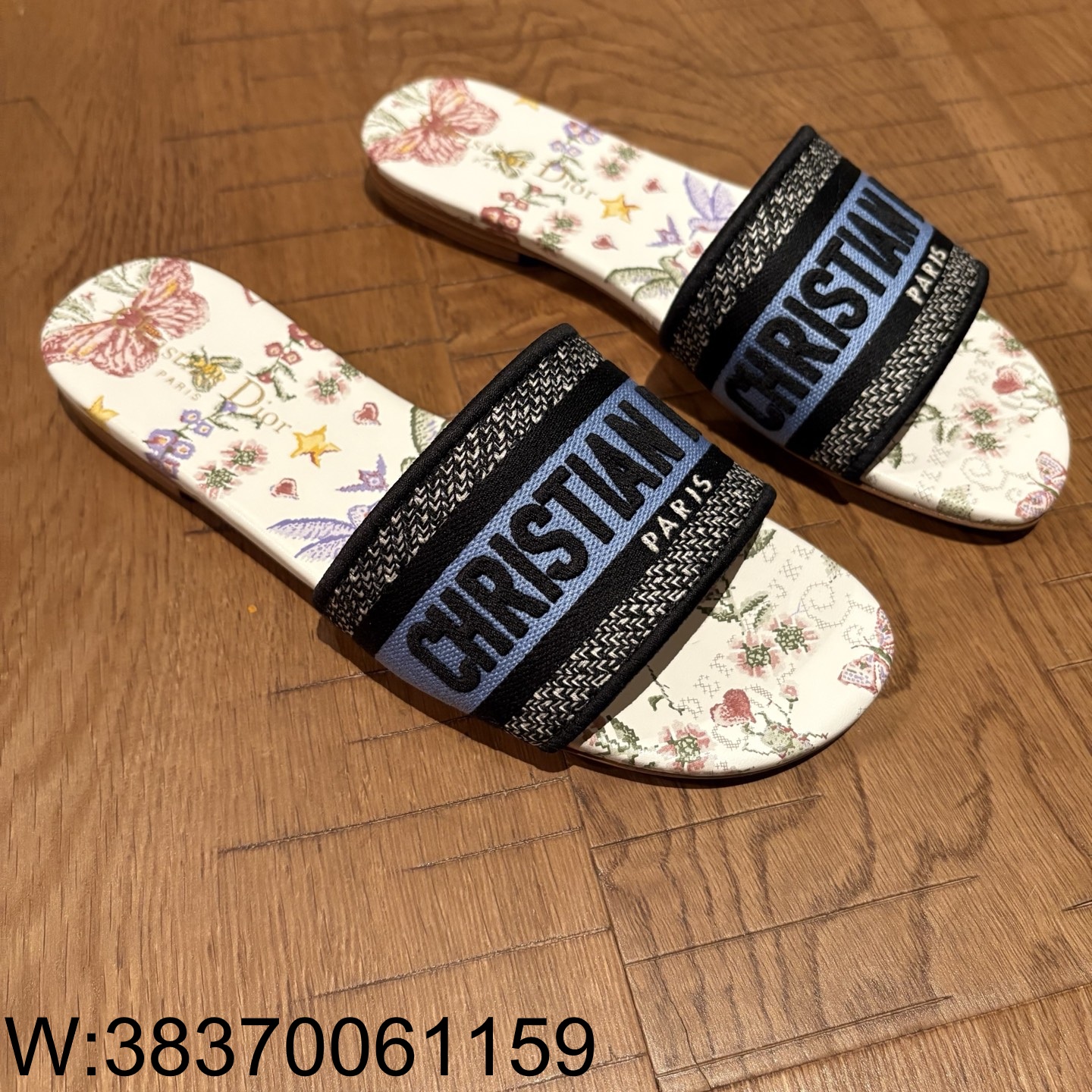 [QR 5009] 디올 디 웨이 Plan deParis 뮬 슬리퍼 화이트 멀티컬러