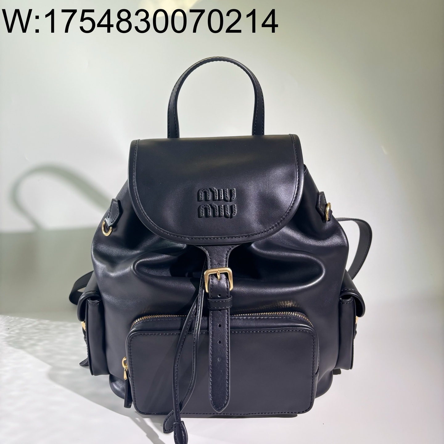 [JHL] 미우미우 레더 백팩 블랙 5BZ042 29.5*25*12.5cm
