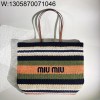 [JHL] 미우미우 라피아 이펙트 우븐 토트백 녹색 오랜지 5BG228 40*34*16cm