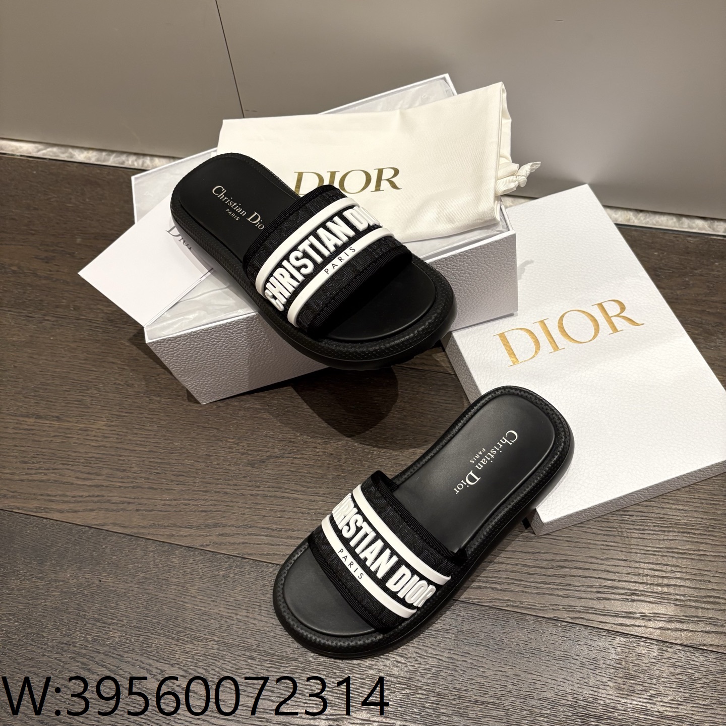 [QR 5009] 디올 디올리비에라 D 웨이 슬리퍼 샌들 블랙