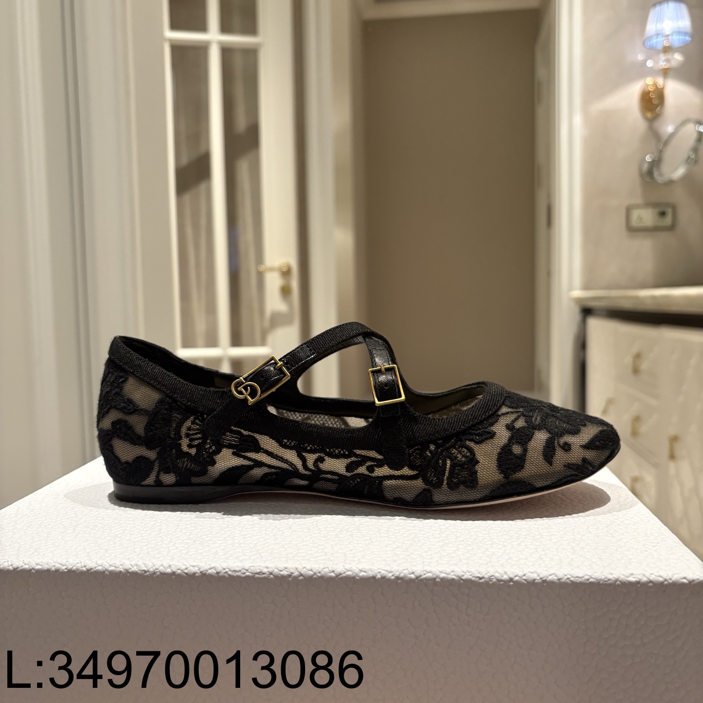 [QR5009] 디올 Very Dior 발레리나 레이스 플랫 블랙