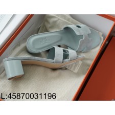 [AP공장] 에르메스 오아시스 샌들 뮬 슬리퍼 스웨이드 라이트 남회색 오란 5cm