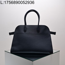 [켄달공장] 더 로우 마고 15 레더 백 블랙 실버 38*28*23cm 리치무늬