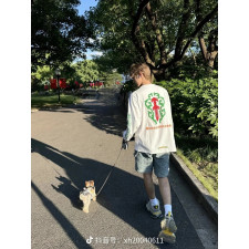 [크리스셀러] Chrome Hearts 크롬하츠 그린 소드 모티브 화이트 멀티 롱슬리브 티셔츠