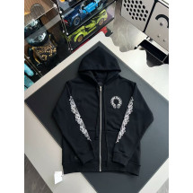V공장Chrome Hearts  크롬하츠 플로럴 크로스 슬리브 집업 후드