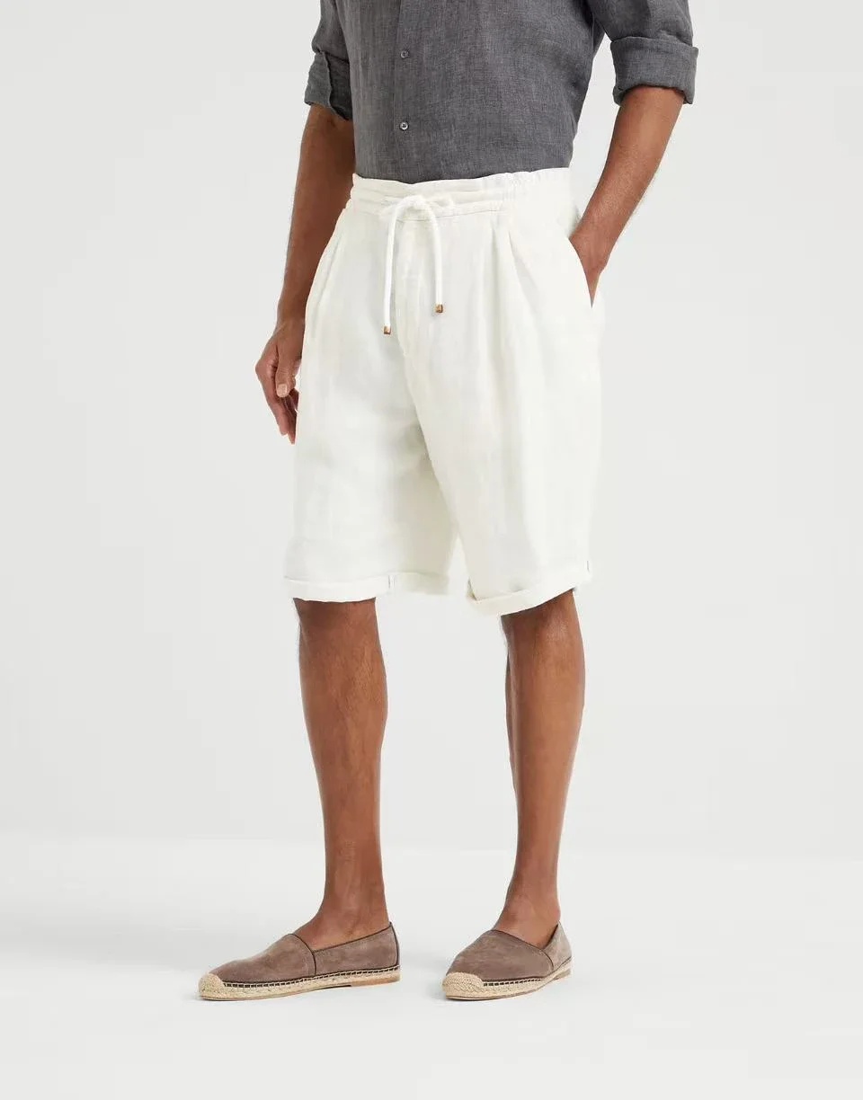 [얼리톰셀러] Earlytom 얼리텀 프렌치 리넨 더블 트윌 드로스트링 쇼츠